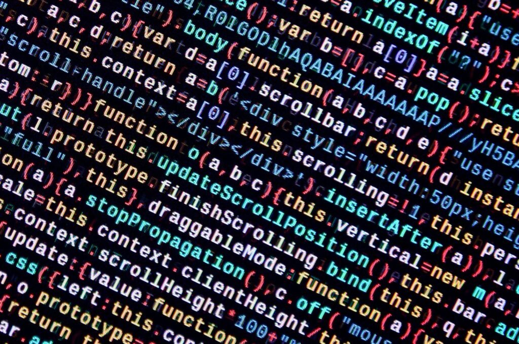 SEO Colorful lines of code in a programming editor, featuring various syntax elements like functions, variables, and operators in different colors. The highlighted code appears to be written in JavaScript.